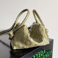 Bottega Veneta Loop Top Handle Crossbody Bag In Intrecciato Leather Khaki