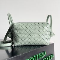 Bottega Veneta Loop Top Handle Crossbody Bag In Intrecciato Leather Light Green