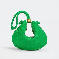 Bottega Veneta Small Turn Pouch In Intreccio Lambskin Green