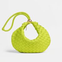 Bottega Veneta Small Turn Pouch In Intreccio Lambskin Lemon