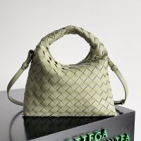 Bottega Veneta Mini Hop Crossbody Bag In Intrecciato Leather Olive
