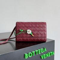 Bottega Veneta Andiamo Daisy Pouch with Daisy Flower Closure In Intrecciato Leather Burgundy