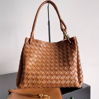 Bottega Veneta Andiamo Parachute Shoulder Bag In Intrecciato Leather Brown