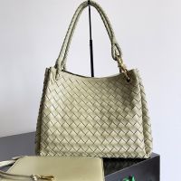 Bottega Veneta Andiamo Parachute Shoulder Bag In Intrecciato Leather Khaki