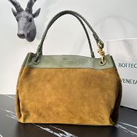Bottega Veneta Andiamo Parachute Shoulder Bag In Suede and Leather Brown/Green
