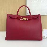 Bottega Veneta Andiamo Top Handle Bag In Silky Calfskin Red