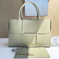 Bottega Veneta Large Arco Tote 41 In Intreccio Leather Khaki