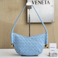 Bottega Veneta Baby Solstice Shoulder Bag In Intrecciato Leather Blue