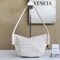 Bottega Veneta Baby Solstice Shoulder Bag In Intrecciato Leather White
