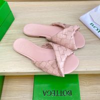Bottega Veneta Blink Flat Slides Women Intrecciato Calfskin Pink