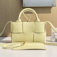 Bottega Veneta Micro Arco Tote 20 with Detachable Strap In Intreccio Leather Yellow
