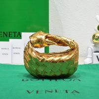 Bottega Veneta Micro Jodie Top Handle Bag In Intrecciato Leather Gold