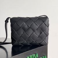 Bottega Veneta Diago Crossbody Bag In Intreccio Grained Calfskin Black