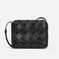 Bottega Veneta Diago Crossbody Bag In Intreccio Smooth Calfskin Black/Blue