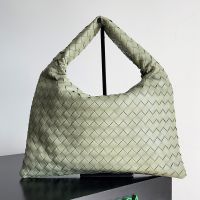 Bottega Veneta Small Hop Shoulder Bag In Intrecciato Leather Light Green