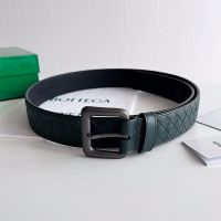Bottega Veneta 3.5 Belt with Matte Pin Buckle In Intrecciato Calfskin Dark Green