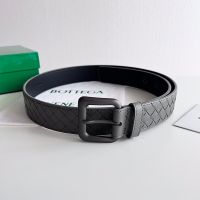 Bottega Veneta 3.5 Belt with Matte Pin Buckle In Intrecciato Calfskin Dark Grey