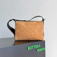 Bottega Veneta Tribeca Crossbody Bag In Intrecciato Suede Brown