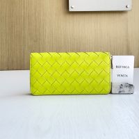 Bottega Veneta Large Zip Around Wallet In Intrecciato Calfskin Lemon