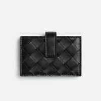 Bottega Veneta Accordion Card Holder In Intrecciato Lambskin Black