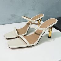 Bottega Veneta Knot Heeled Slides Women Lambskin White