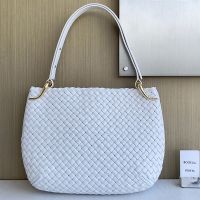 Bottega Veneta Large Clicker Shoulder Bag In Intrecciato Leather Blue