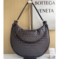 Bottega Veneta Large Gemelli Shoulder Bag In Intrecciato Lambskin Dark Brown