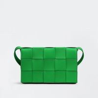 Bottega Veneta Medium Cassette Crossbody Bag In Intreccio Calfskin Green