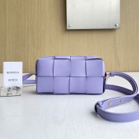 Bottega Veneta Mini Brick Cassette Crossbody Bag In Intreccio Leather Purple