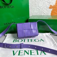 Bottega Veneta Micro Cassette Crossbody Bag In Intreccio Waxed Leather Purple