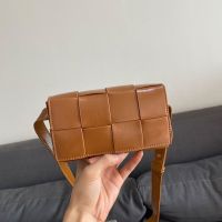 Bottega Veneta Mini Cassette Belt Bag In Intreccio Waxed Calfskin Brown