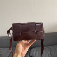 Bottega Veneta Mini Cassette Belt Bag In Intreccio Waxed Calfskin Burgundy