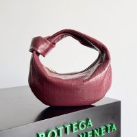 Bottega Veneta Mini Jodie Top Handle Bag In Crocodile Leather Burgundy