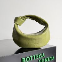 Bottega Veneta Mini Jodie Top Handle Bag In Crocodile Leather Matcha Green
