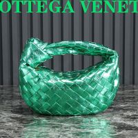 Bottega Veneta Mini Jodie Top Handle Bag In Foggy Mirror Effect Intreccio Leather Green