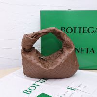 Bottega Veneta Mini Jodie Top Handle Bag In Intreccio Lambskin Coffee
