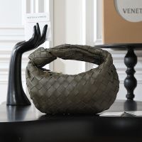 Bottega Veneta Mini Jodie Top Handle Bag In Intreccio Lambskin Cypress Green