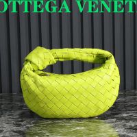 Bottega Veneta Mini Jodie Top Handle Bag In Intreccio Lambskin Lemon