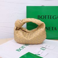 Bottega Veneta Mini Jodie Top Handle Bag In Intreccio Lambskin Yellow