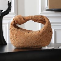 Bottega Veneta Mini Jodie Top Handle Bag In Intrecciato Suede Camel