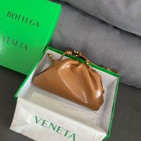 Bottega Veneta Mini Pouch with Strap In Patent Calfskin Brown