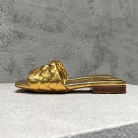 Bottega Veneta Parco Flat Slides Women Intrecciato Lambskin Gold