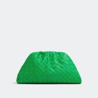 Bottega Veneta Pouch with Detachable Card Case In Intrecciato Lambskin Green