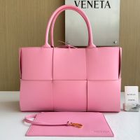 Bottega Veneta Small Arco Tote 30 In Intreccio Lambskin Pink