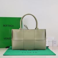 Bottega Veneta Small Arco Tote 30 In Intreccio Lambskin Taupe