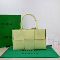 Bottega Veneta Small Arco Tote 30 In Intreccio Lambskin Yellow/Grey