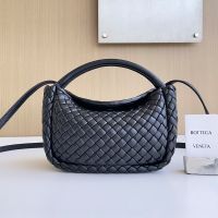 Bottega Veneta Small Cobble Top Handle Bag In Intrecciato Lambskin Black