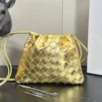 Bottega Veneta Small Dustbag In Intrecciato Metalized Calfskin Gold