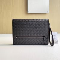 Bottega Veneta Small Document Case with Wristlet In Intrecciato Leather Dark Brown