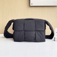 Bottega Veneta Medium Cassette Crossbody Bag In Intreccio Padded Nylon Black/Green